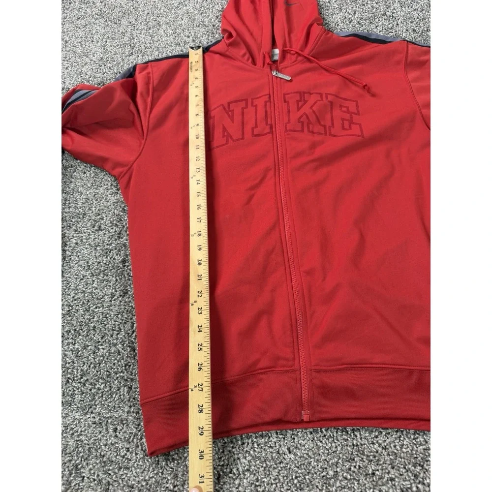 Vintage Y2K Nike Men's Graphic Full Zip Hoodie Size Large Red